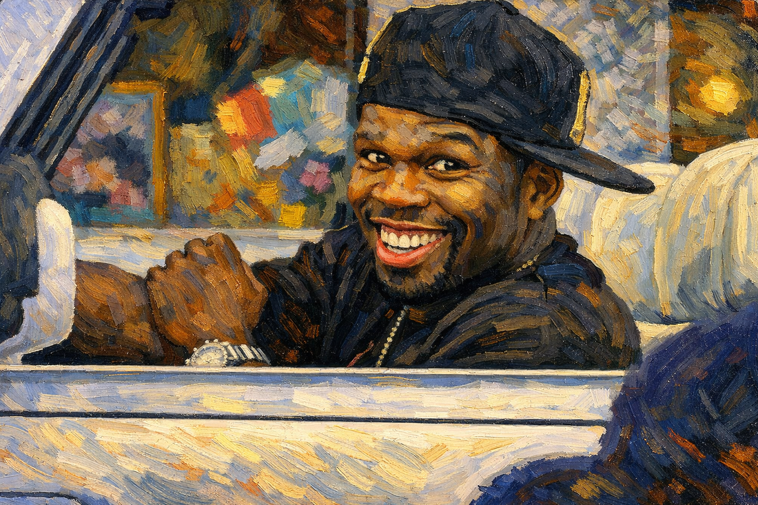 A man wearing a black cap smiles while sitting in the driver's seat of a car with his arms crossed.