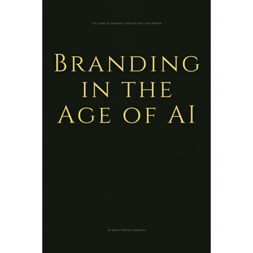 Black background with gold text reading "Branding in the Age of AI" and smaller text above and below the main title.