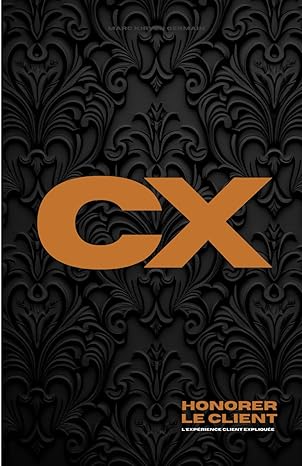 Large orange letters "CX" centered on a textured black decorative background with smaller orange text below.