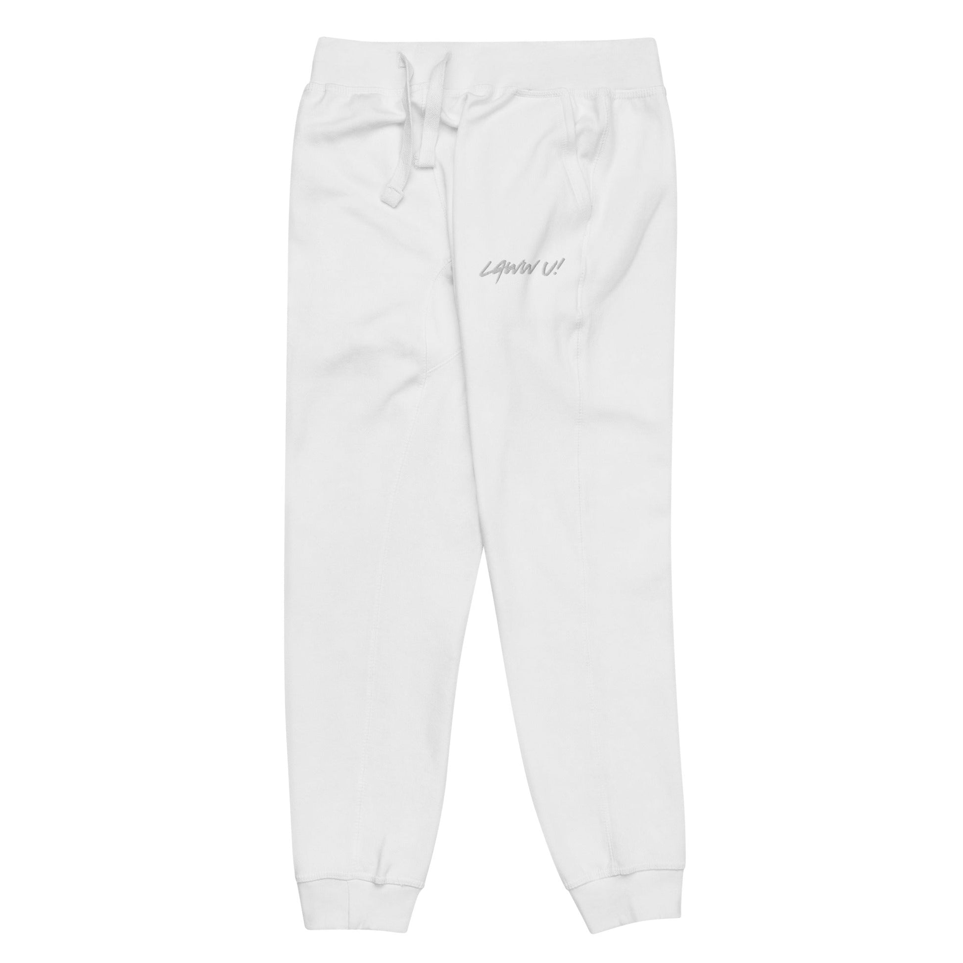 Laww U! White fleece sweatpants - Marc Kirven Germain